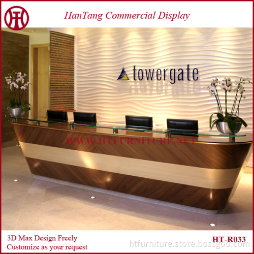 high quality laminate round curved shop reception desk